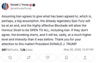 Trump's latest threat to Iran published on social media on Wednesday